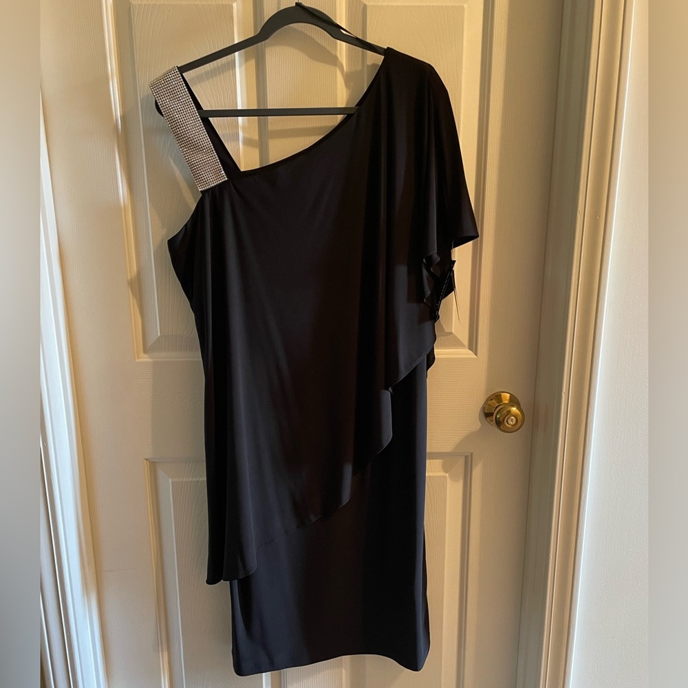 LeBos black dress with rhinestones 16W.